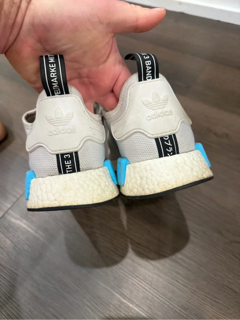 adidas Men’s NMD R1 White & Cyan 13